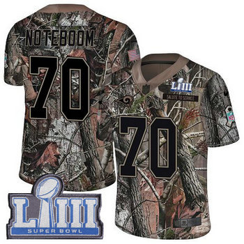 Nike Rams #70 Joseph Noteboom Camo Super Bowl LIII Bound Men's Stitched NFL Limited Rush Realtree Jersey