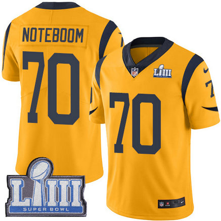 Nike Rams #70 Joseph Noteboom Gold Super Bowl LIII Bound Youth Stitched NFL Limited Rush Jersey