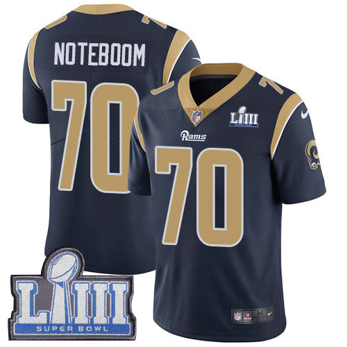 Nike Rams #70 Joseph Noteboom Navy Blue Team Color Super Bowl LIII Bound Youth Stitched NFL Vapor Untouchable Limited Jersey