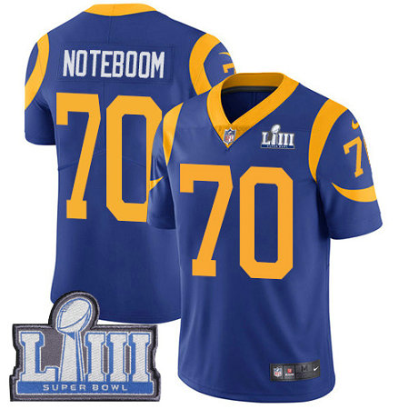 Nike Rams #70 Joseph Noteboom Royal Blue Alternate Super Bowl LIII Bound Youth Stitched NFL Vapor Untouchable Limited Jersey