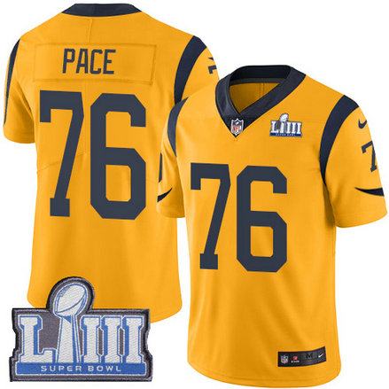 Nike Rams #76 Orlando Pace Gold Super Bowl LIII Bound Youth Stitched NFL Limited Rush Jersey