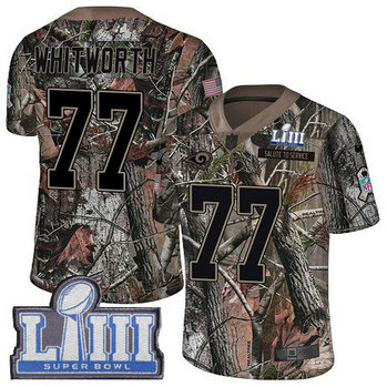 Nike Rams #77 Andrew Whitworth Camo Super Bowl LIII Bound Men's Stitched NFL Limited Rush Realtree Jersey