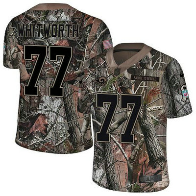 Nike Rams #77 Andrew Whitworth Camo Youth Stitched NFL Limited Rush Realtree Jersey