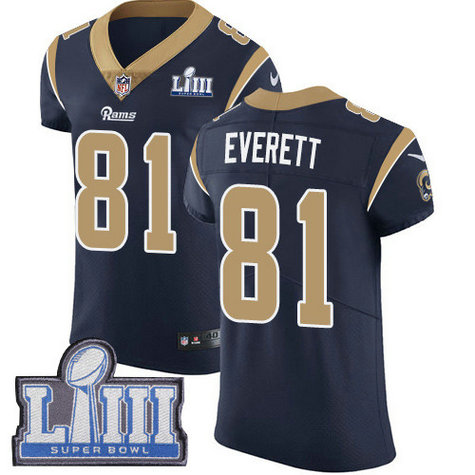 Nike Rams #81 Gerald Everett Navy Blue Team Color Super Bowl LIII Bound Men's Stitched NFL Vapor Untouchable Elite Jersey