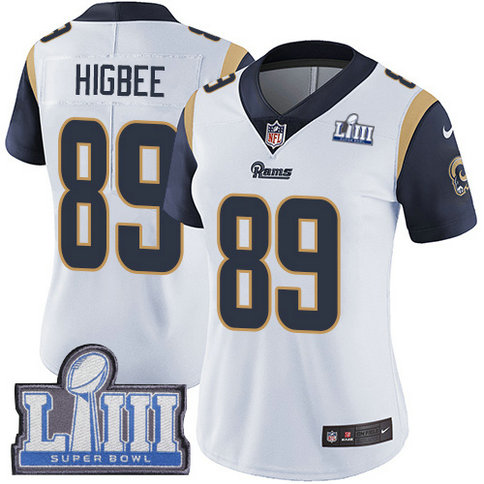 Nike Rams #89 Tyler Higbee White Super Bowl LIII Bound Women's Stitched NFL Vapor Untouchable Limited Jersey