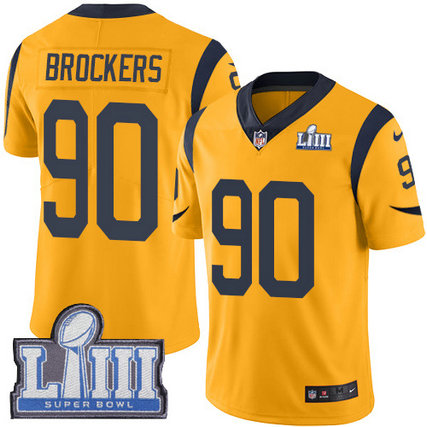Nike Rams #90 Michael Brockers Gold Super Bowl LIII Bound Youth Stitched NFL Limited Rush Jersey