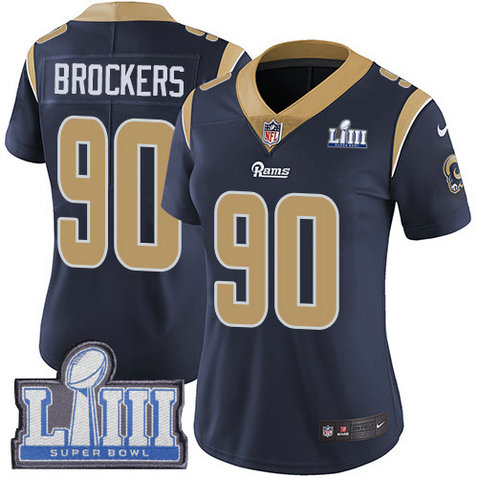 Nike Rams #90 Michael Brockers Navy Blue Team Color Super Bowl LIII Bound Women's Stitched NFL Vapor Untouchable Limited Jersey