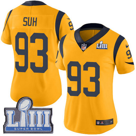 Nike Rams #93 Ndamukong Suh Gold Super Bowl LIII Bound Women's Stitched NFL Limited Rush Jersey