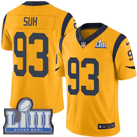 Nike Rams #93 Ndamukong Suh Gold Super Bowl LIII Bound Youth Stitched NFL Limited Rush Jersey