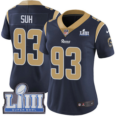Nike Rams #93 Ndamukong Suh Navy Blue Team Color Super Bowl LIII Bound Women's Stitched NFL Vapor Untouchable Limited Jersey