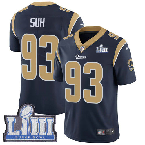 Nike Rams #93 Ndamukong Suh Navy Blue Team Color Super Bowl LIII Bound Youth Stitched NFL Vapor Untouchable Limited Jersey