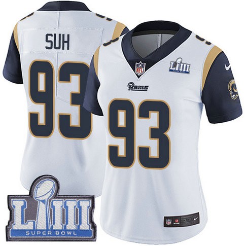 Nike Rams #93 Ndamukong Suh White Super Bowl LIII Bound Women's Stitched NFL Vapor Untouchable Limited Jersey