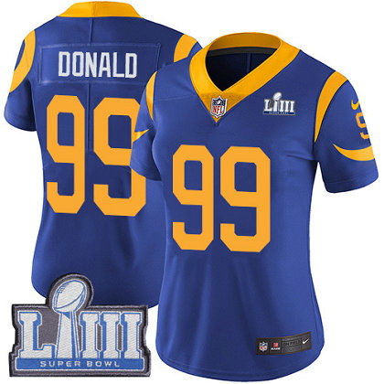 Nike Rams #99 Aaron Donald Royal Blue Alternate Super Bowl LIII Bound Women's Stitched NFL Vapor Untouchable Limited Jersey