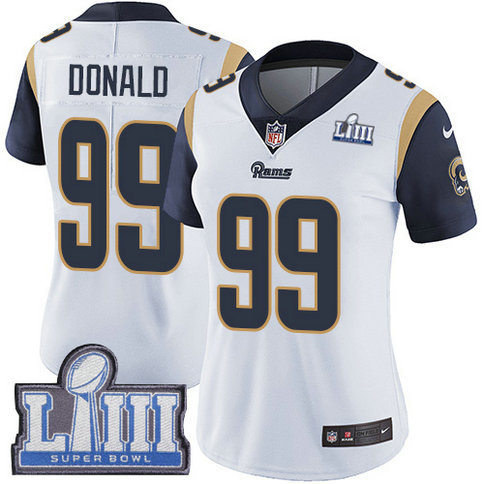 Nike Rams #99 Aaron Donald White Super Bowl LIII Bound Women's Stitched NFL Vapor Untouchable Limited Jersey
