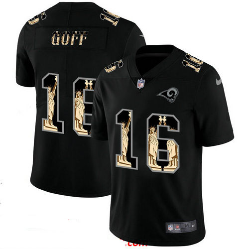 Nike Rams 16 Jared Goff Black Statue Of Liberty Limited Jersey