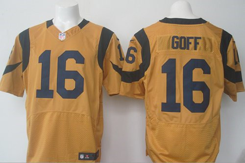 Nike Rams 16 Jared Goff Gold NFL Elite Rush Jersey