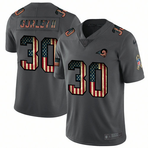Nike Rams 30 Todd Gurley II 2019 Salute To Service USA Flag Fashion Limited Jersey