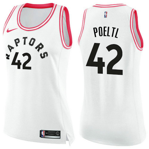 Nike Raptors #42 Jakob Poeltl White Pink Women's NBA Swingman Fashion Jersey_1