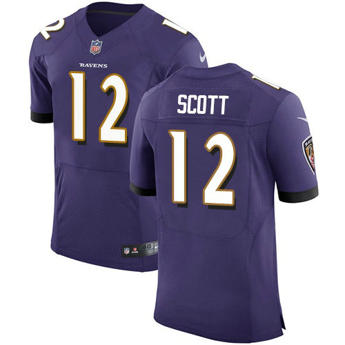Nike Ravens #12 Jaleel Scott Purple Team Color Men's Stitched NFL Vapor Untouchable Elite Jersey