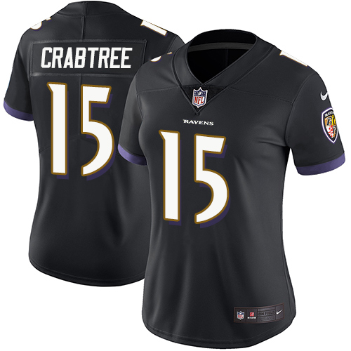 Nike Ravens #15 Michael Crabtree Black Alternate Women's Stitched NFL Vapor Untouchable Limited Jersey