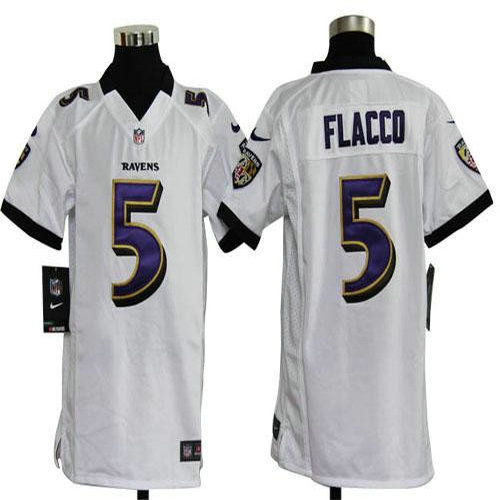 Nike Ravens #5 Joe Flacco White Youth Stitched NFL Elite Jersey