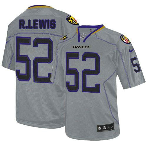 Nike Ravens #52 Ray Lewis Lights Out Grey Youth Stitched NFL Elite Jersey
