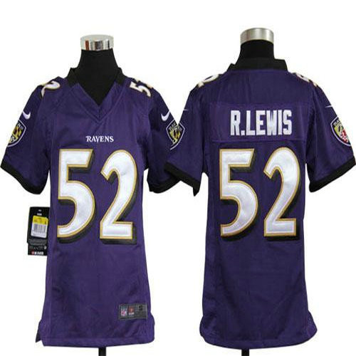Nike Ravens #52 Ray Lewis Purple Team Color Youth Stitched NFL Elite Jersey