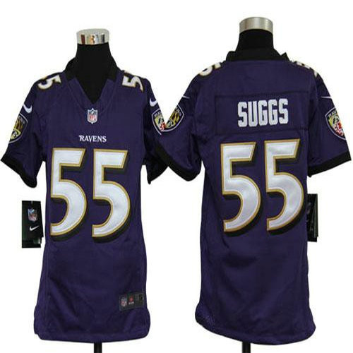 Nike Ravens #55 Terrell Suggs Purple Team Color Youth Stitched NFL Elite Jersey