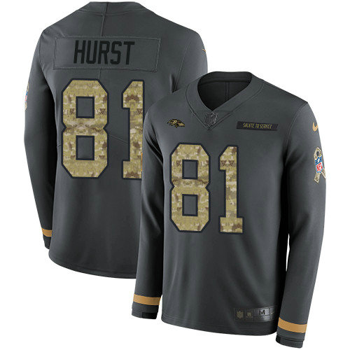 Nike Ravens #81 Hayden Hurst Anthracite Salute to Service Youth