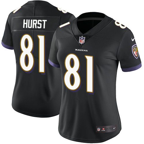 Nike Ravens #81 Hayden Hurst Black Alternate Women's Stitched NFL Vapor Untouchable Limited Jersey