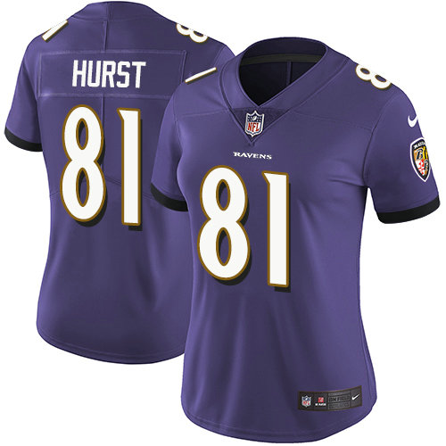 Nike Ravens #81 Hayden Hurst Purple Team Color Women's Stitched NFL Vapor Untouchable Limited Jersey
