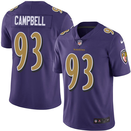 Nike Ravens #93 Calais Campbell Purple Men's Stitched NFL Limited Rush Jersey