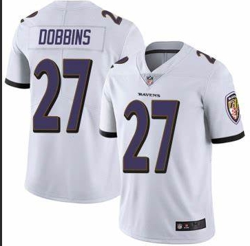 Nike Ravens 27 J.K. Dobbins White Vapor Untouchable Limited Jersey