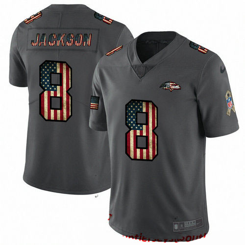 Nike Ravens 8 Lamar Jackson 2019 Salute To Service USA Flag Fashion Limited Jersey