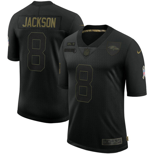 Nike Ravens 8 Lamar Jackson Black 2020 Salute To Service Limited Jersey