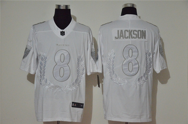 Nike Ravens 8 Lamar Jackson White Vapor Untouchable Limited Fashion Jersey