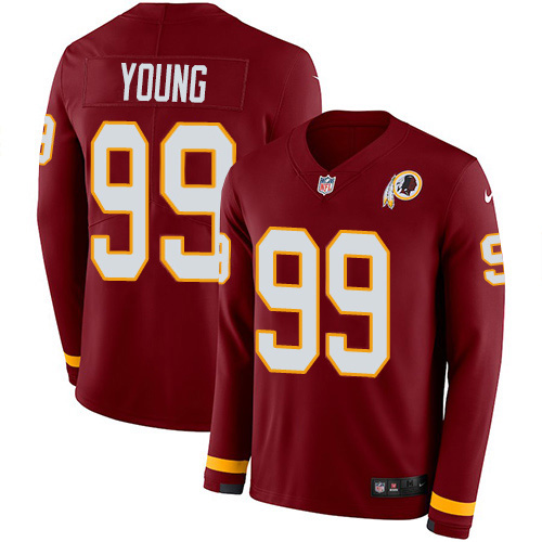 Nike Redskins #99 Chase Young Burgundy Red Team Color Men's Stitched NFL Limited Therma Long Sleeve Jersey