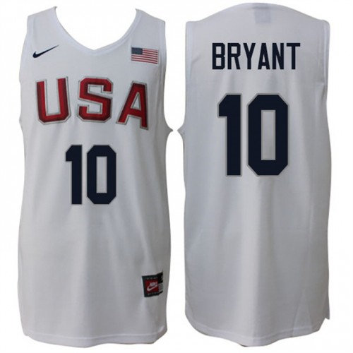 Nike Rio 2016 Olympics USA Dream Team 10 Kobe Bryant Home White Commemorate Basketball Jersey