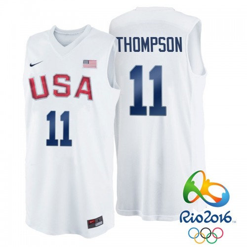 Nike Rio 2016 Olympics USA Dream-Team 11 Klay Thompson White Basketball Jersey