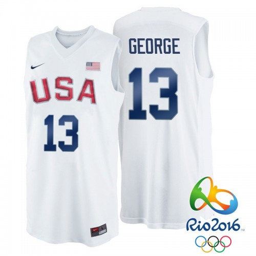Nike Rio 2016 Olympics USA Dream Team 13 Paul George White Basketball Jersey