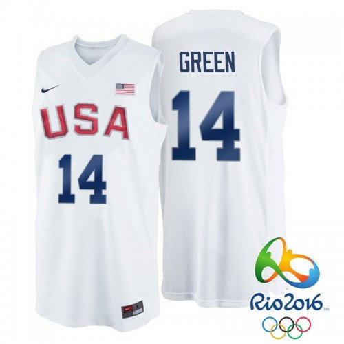 Nike Rio 2016 Olympics USA Dream Team 14 Draymond Green White Basketball Jersey