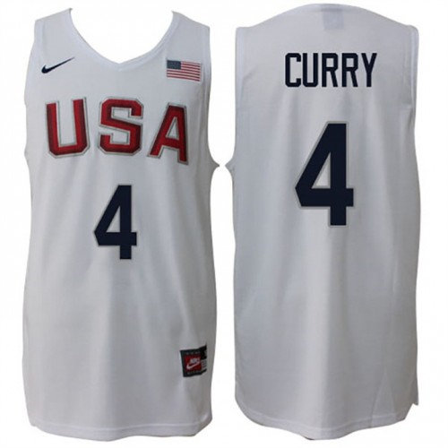 Nike Rio 2016 Olympics USA Dream Team 4 Stephen Curry Home White Basketball Jersey