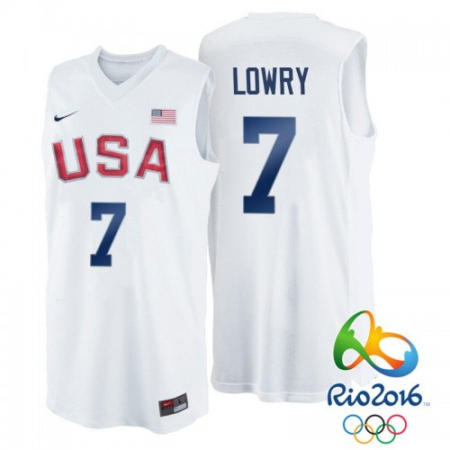 Nike Rio 2016 Olympics USA Dream Team 7 Kyle Lowry White Basketball Jersey