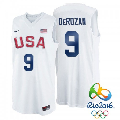 Nike Rio 2016 Olympics USA Dream Team 9 DeMar DeRozan White Basketball Jersey