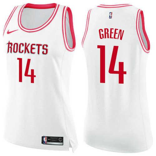 Nike Rockets #14 Gerald Green White Pink Women's NBA Swingman Fashion Jersey_1