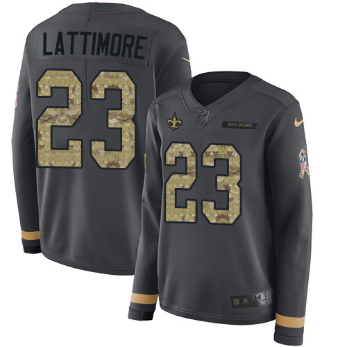 Nike Saints #23 Marshon Lattimore Anthracite Salute to Service