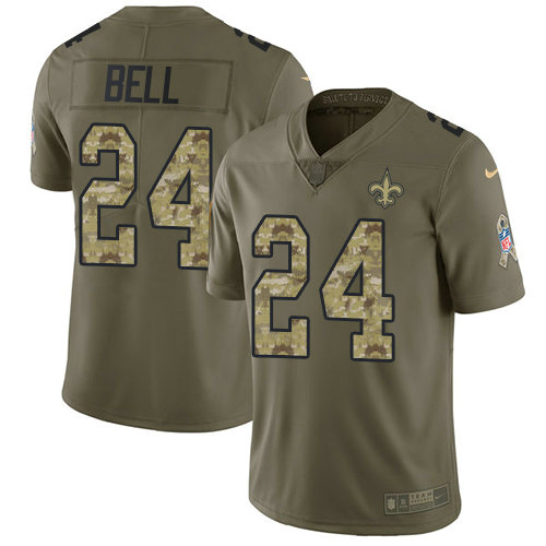 Nike Saints #24 Vonn Bell Olive Camo Youth Stitched NFL Limited 2017 Salute to Service Jersey