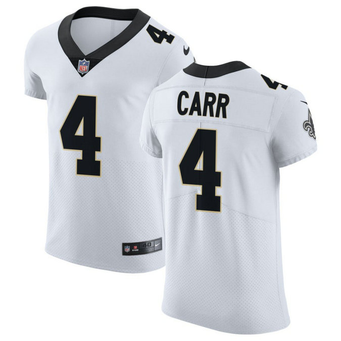 Nike Saints #4 Derek Carr White Men's Stitched NFL Vapor Untouchable Elite Jersey