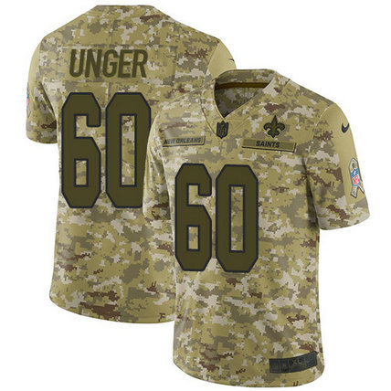 Nike Saints #60 Max Unger Camo Youth Stitched NFL Limited 2018 Salute to Service Jersey