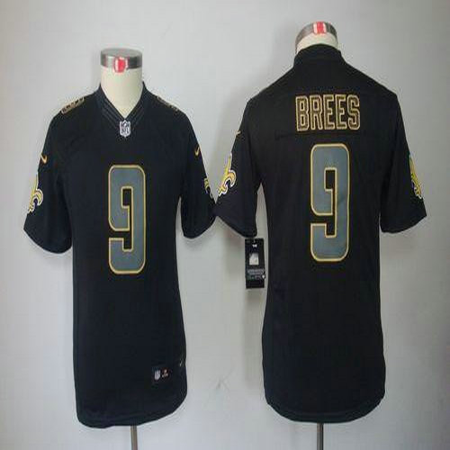 Nike Saints #9 Drew Brees Black Impact Youth Stitched NFL Limited Jersey